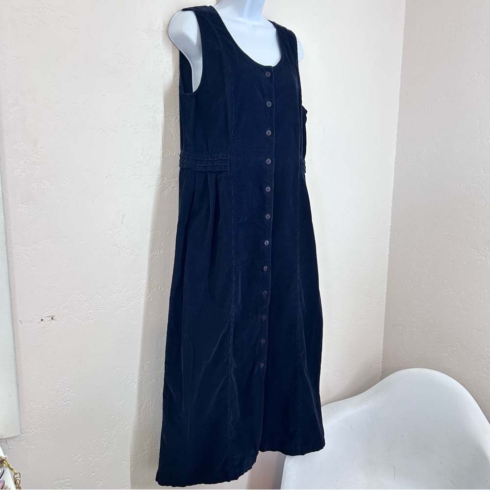 Christopher & Banks Vtg 90s Corduroy Button Front Midi Jumper Dress L Teacher - Picture 4 of 10